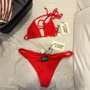 Daily Drills Bold Red Bikini